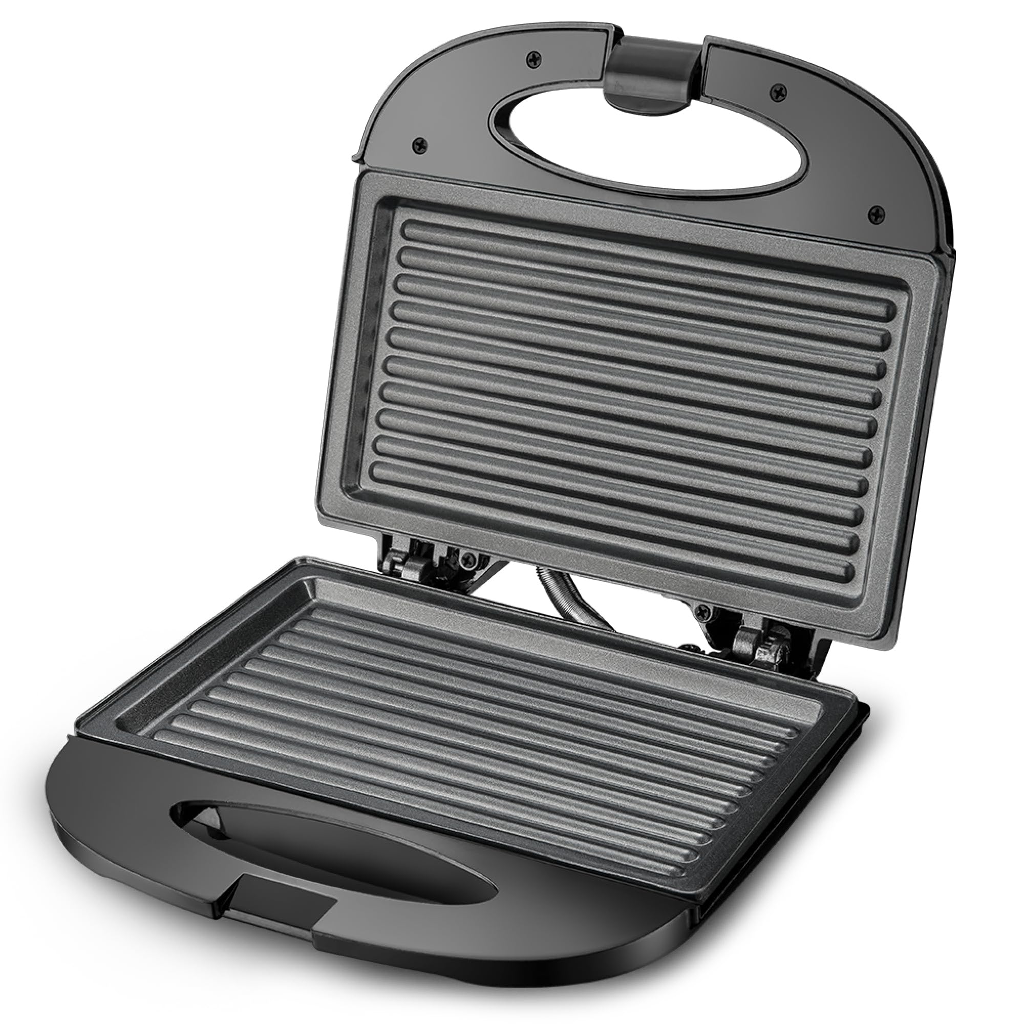 Impex Sandwich Maker 2 Slice, 750W Non Stick Coated Plates, Power & Ready Indicator Light, Cool Touch Handle, Skid Resistant Feet, Compact Design with 218x127mm Plate Size - SW 3601 Black