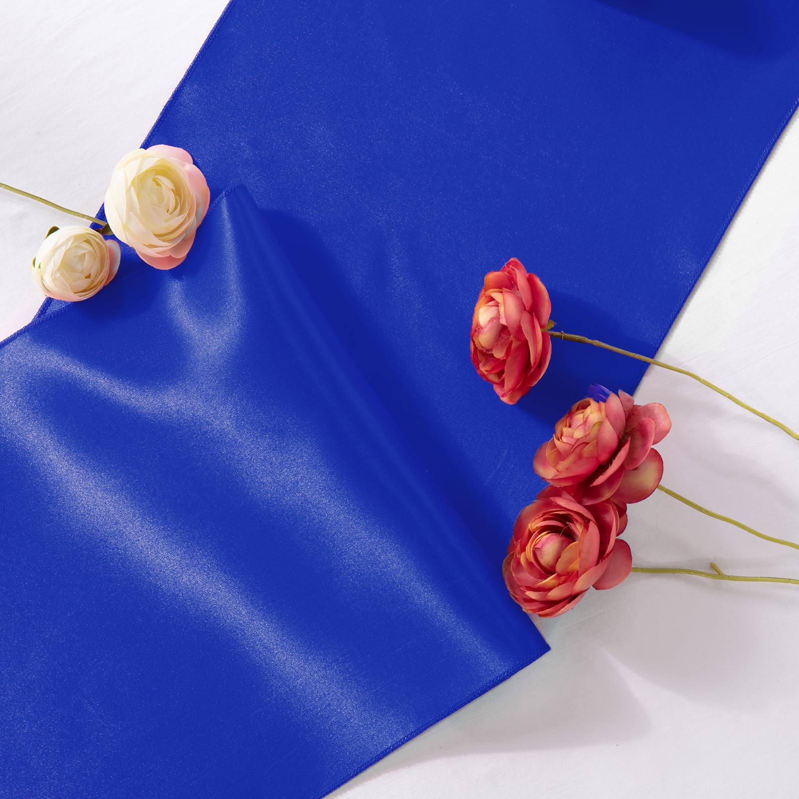 Satin-Tischläufer, 30,5 x 274,4 cm, glatter Seidenstoff, Tischläufer für Hochzeiten, Bankette, Geburtstage, Abschlussfeiern, Veranstaltungen, Königsblau, 10 Stück
