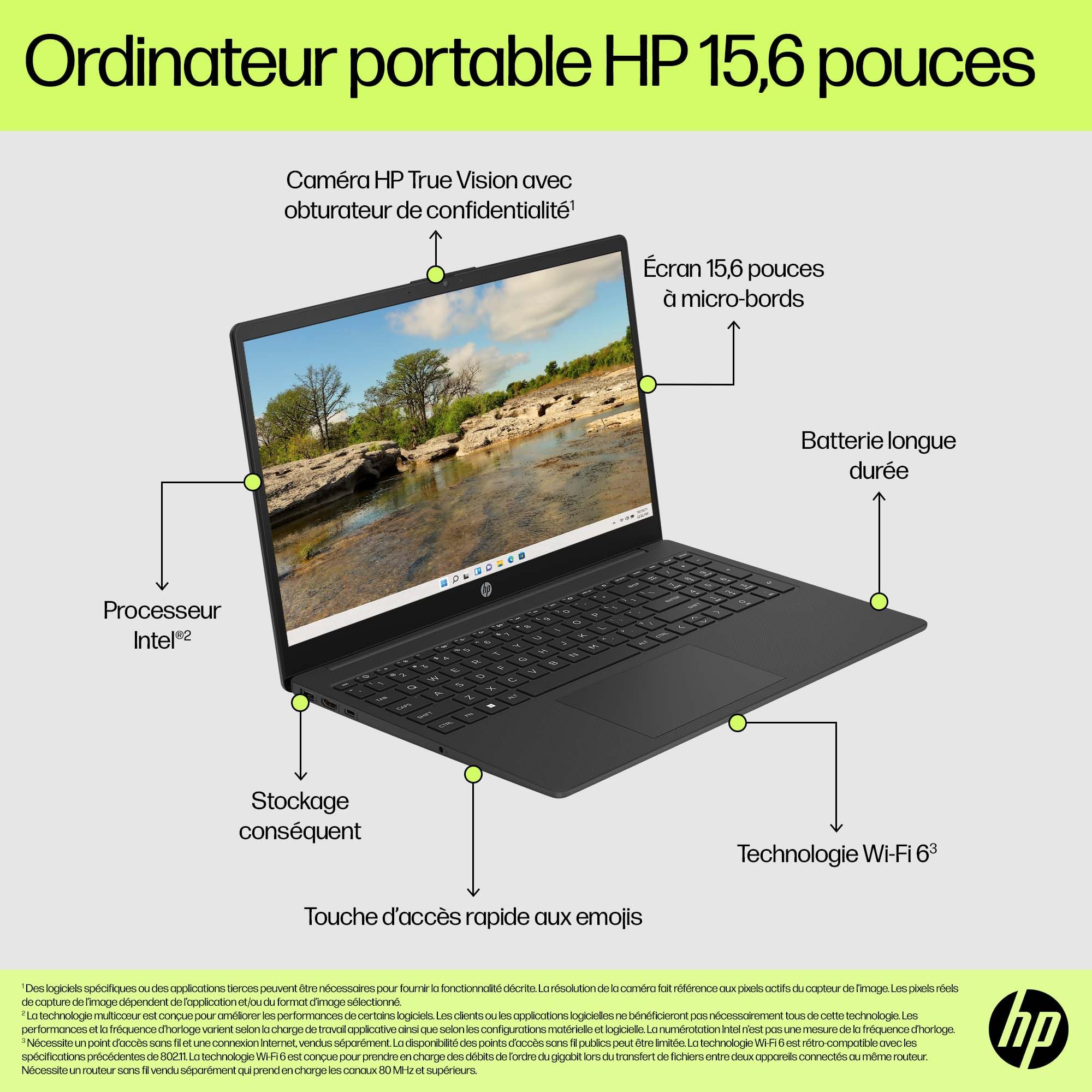 HP 15-fd0001sf 15,6" laptop FHD, laptop (Intel Celeron N100, 4 GB RAM, UFS 128 GB, grafika Intel UHD, Windows 11), szary laptop, AZERTY, Microsoft 365 Personel 12 miesięcy w zestawie