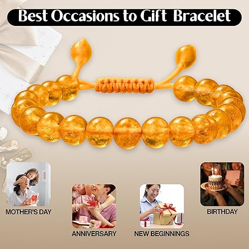 Vista 42 de Amazing Gemstone Yaxaite Bracelet for Women Men's Gifts - Protection Healing Crystal Bracelet - 8mm Gemstone Beaded Adjustable Bracelet Pulseras