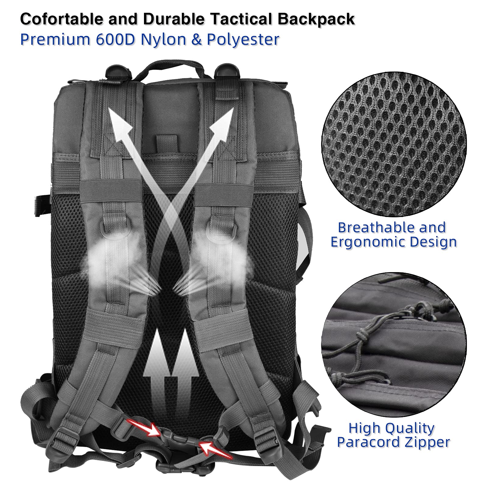 45L Military Tactical Backpack Large for Men Women Tactical Laptop