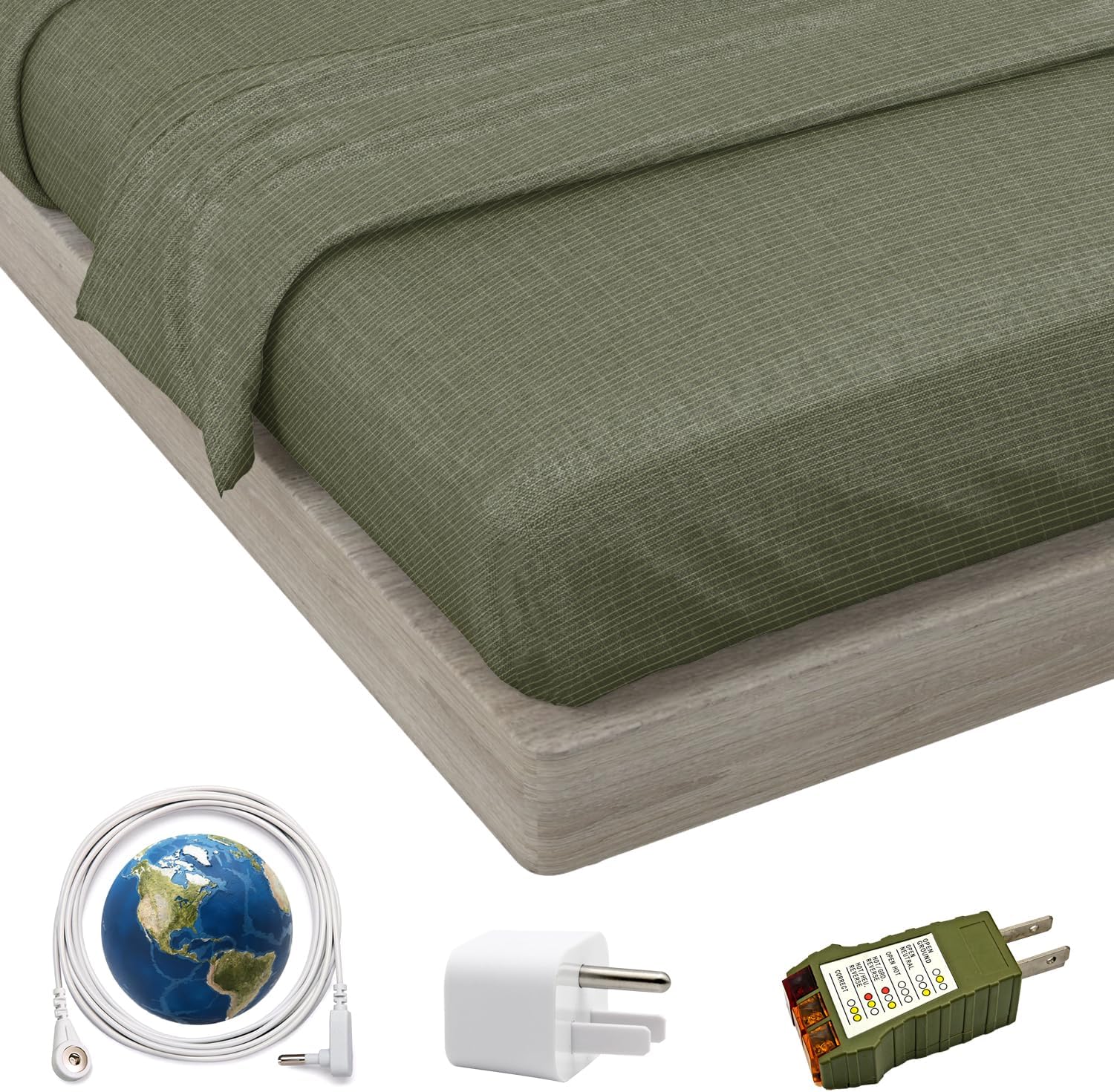 Earthing Grounding Fitted Sheet with Earth Connection Cable 5% Pure Silver Fiber and 95% Cotteon Conductive Bed Sheet Deep Pocket 18“240TC