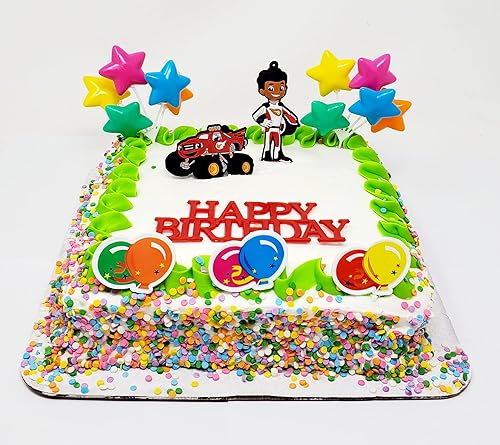 Blaze and AJ - Juego de decoración para pastel de cumpleaños (8 piezas)