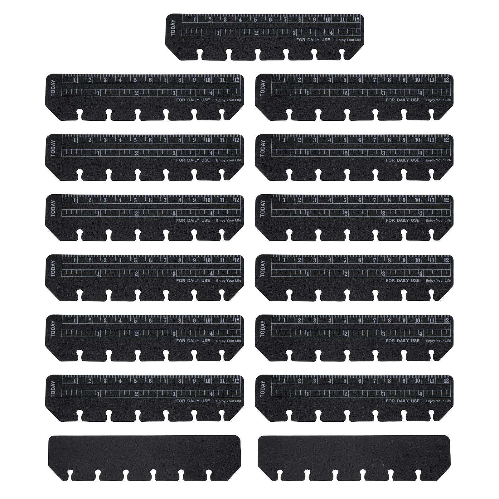 PATIKIL Page Marker Ruler, 25 Pcs A7 6 Holes Bookmark Ruler, Plastic Today Page Marker Binder Divider Pagefinder for Binder Notebook Journal Magazine Planners, Black