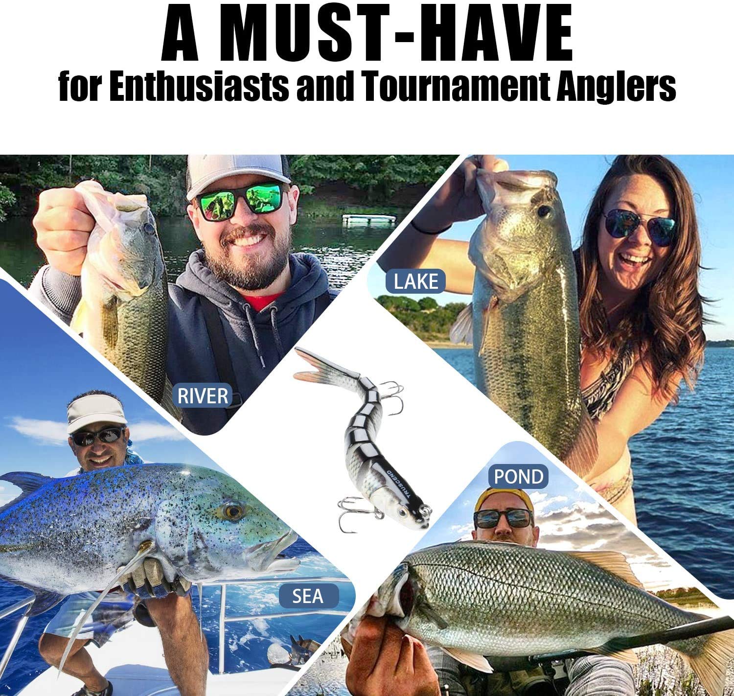 Señuelo De Pesca Multiarticulado Con 2 Anzuelos Triples - Cebo Artificial Realista, Para Agua Dulce Y Salada, Pack De 2 Unidades