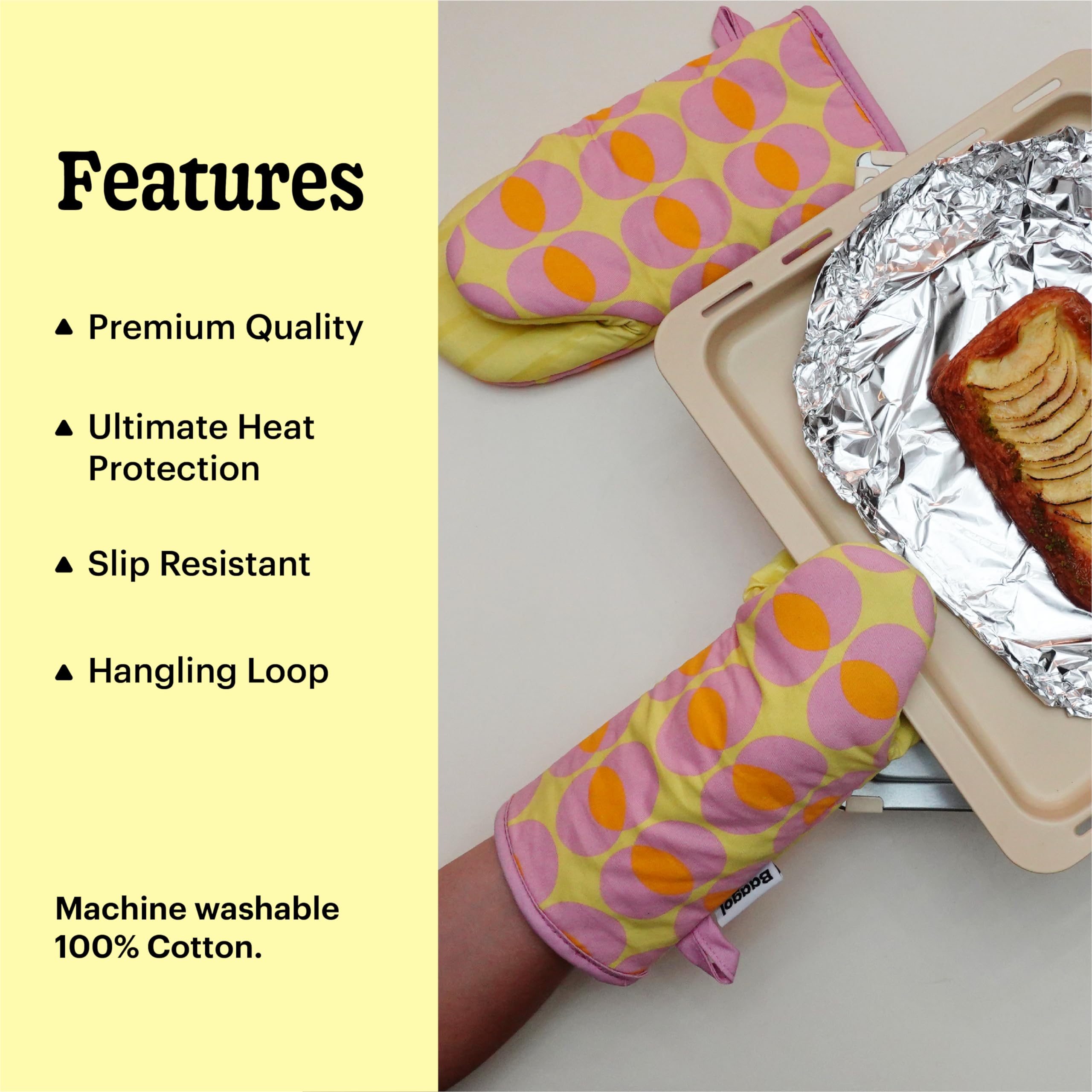 Juego de guantes de cocina de algodón antideslizantes, modernos y bonitos manoplas de cocina con agarres de silicona antideslizantes y trabillas para colgar, 2 piezas, 12 x 5.5 pulgadas