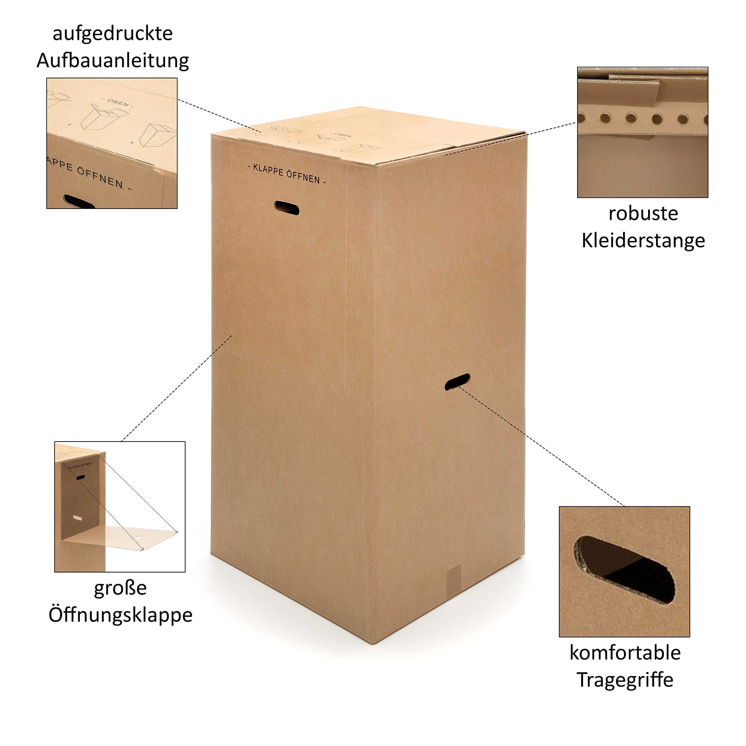 3 Kleiderboxen Spedition 2.60 BC Welle 600 x 510 x 1350 mm