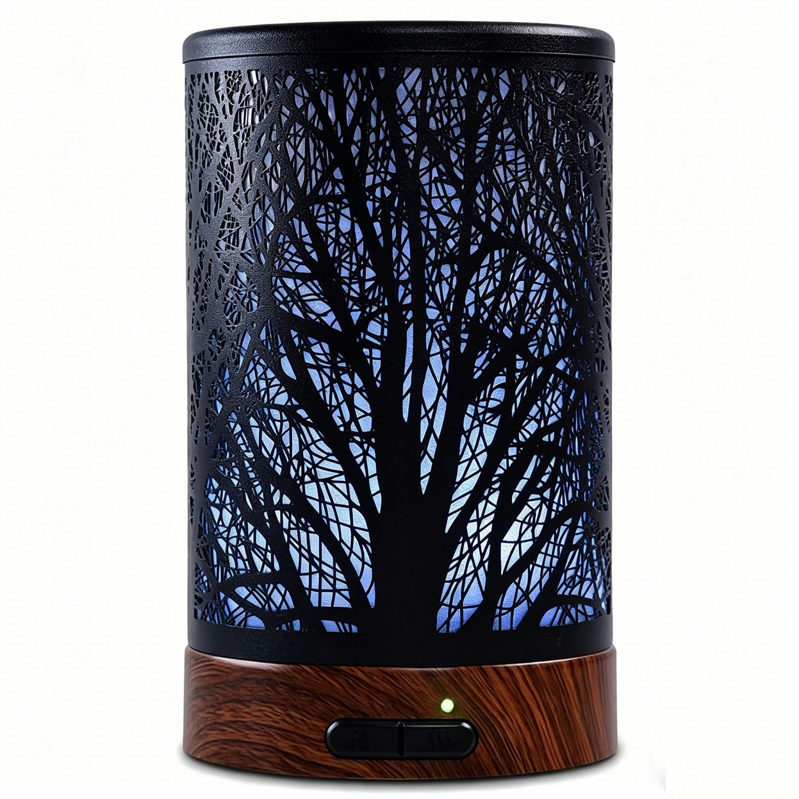 Diffuseur d'Huiles Essentielles Ultrasonique Aromathérapie Electrique en Métal avec 7-Couleurs Changeantes, Minuterie et Arrêt Automatique pour Chambre Salon Spa Yoga Massage - 150ML Arbre