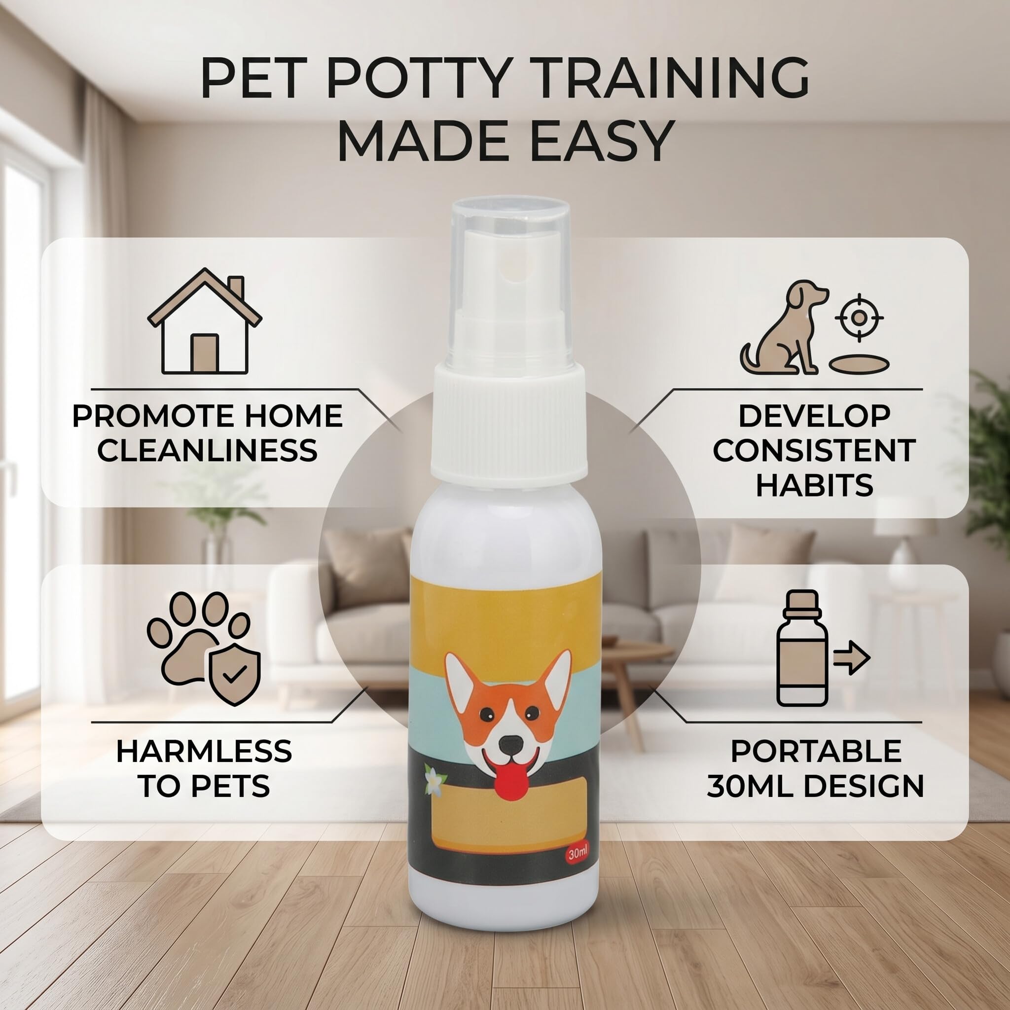 Tnfeeon Spray per Addestramento del Cane, Spray per Attrazione per Cani e Gatti Che Addestrano Il Vasino, Vasino per Animali dal Design Compatto da 30 Ml