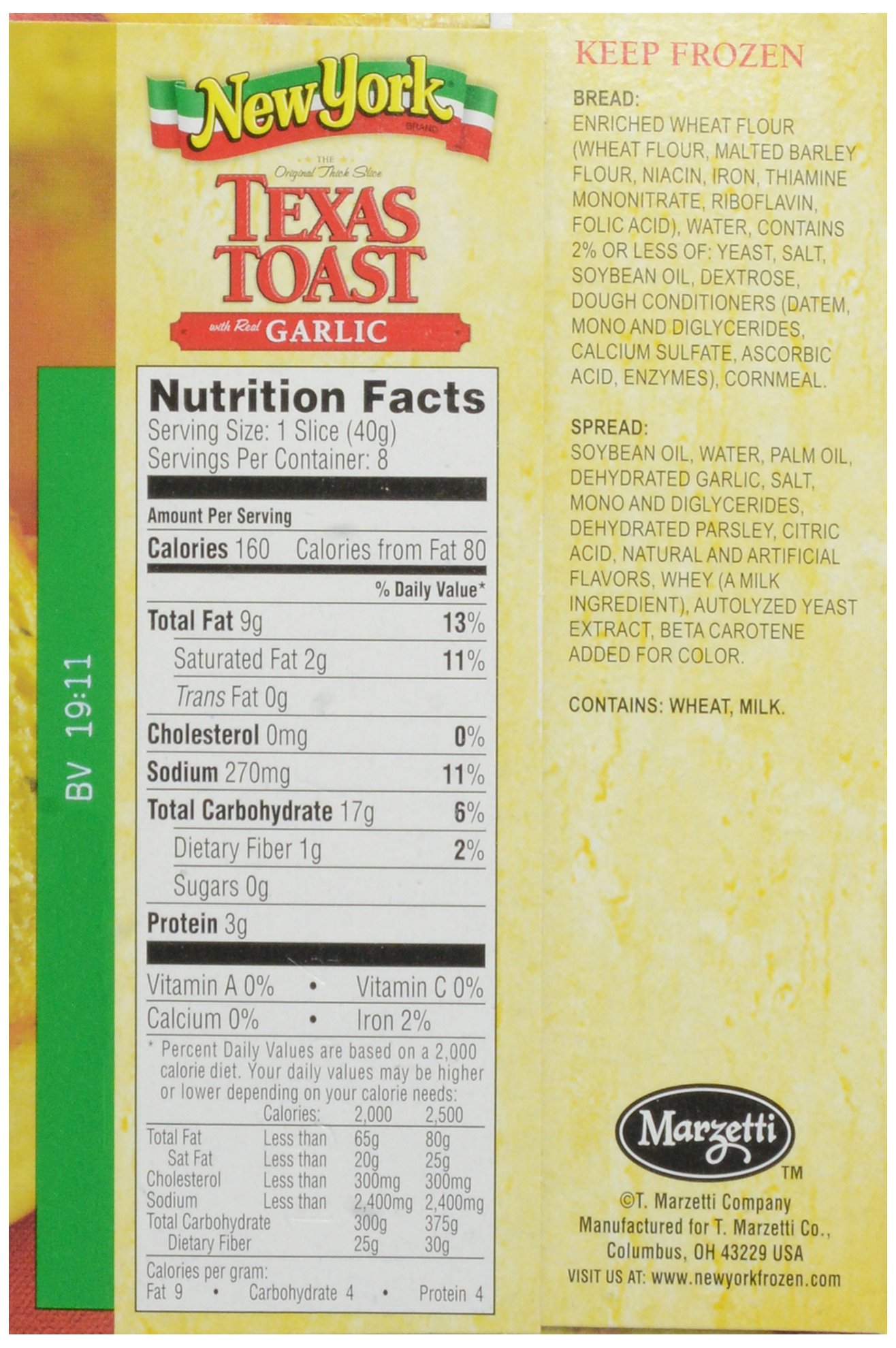 Marzetti Company New York Texas Garlic Toast 11 25 oz Frozen — view 2