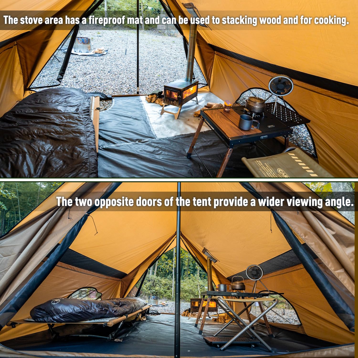 POMOLY CHALET 70 Max - Tenda da campeggio, portatile, con due pali per 2-4 persone, escursionismo, zaino in spalla