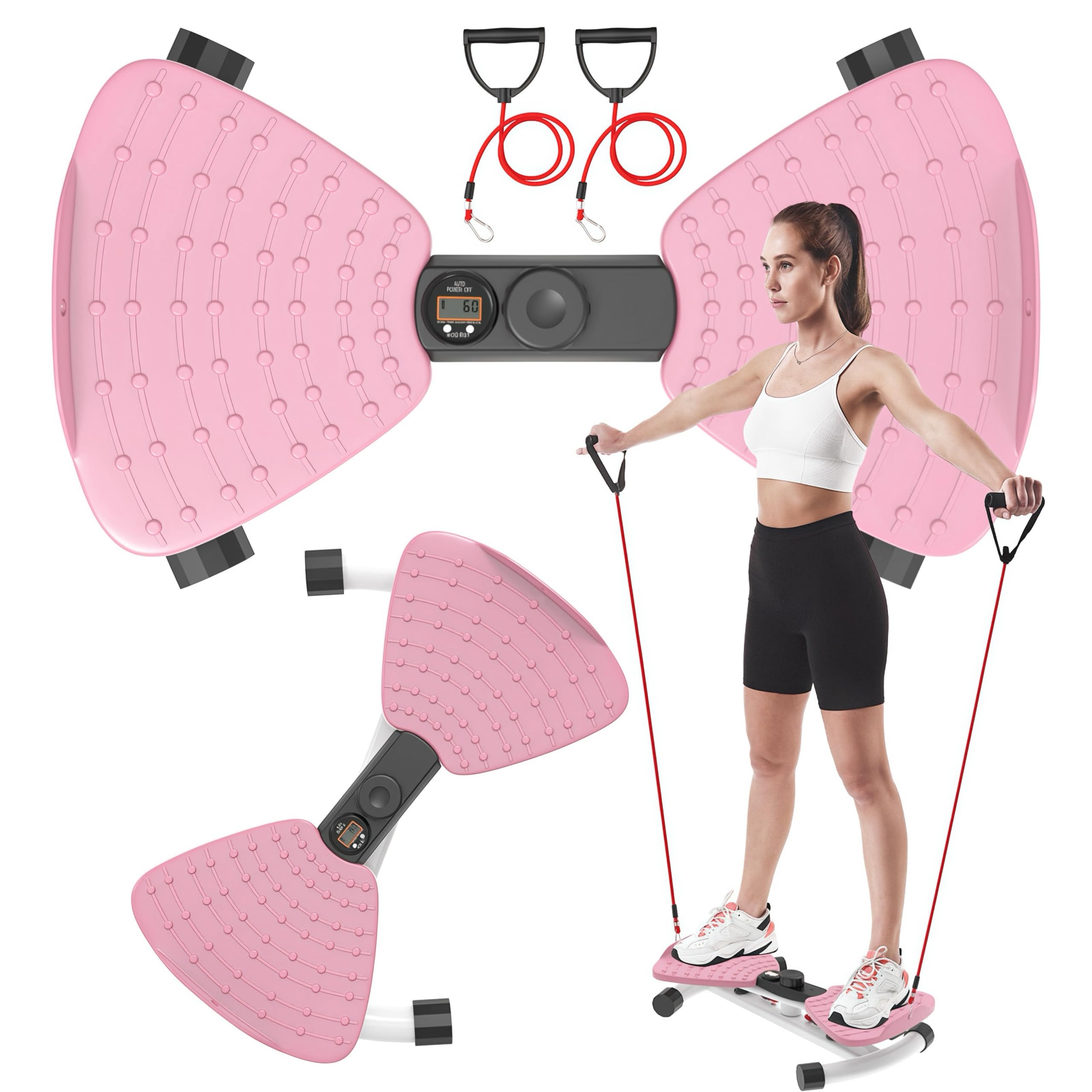 renZEC Waist Twister Machine, Adjustable Exercise Twist Board for Women Men, Noiseless Ab Twister for Home Gym Equipment, 330 lbs Capacity | Track Time, Reps, Calories with Digital Display