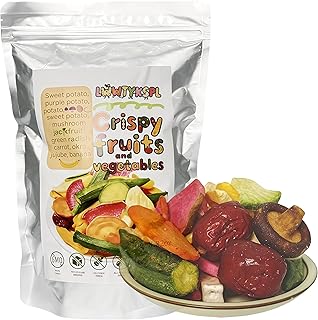 Freeze Dried Fruit and Vegetable Crisps | 250G 8.8 Oz Dried Vegetable Slices | Dried Fruit Slices| Fruit and Vegetable Crisps | 12 Different Fruit and Vegetable Crisps | Resealable Bag Premium Freeze-Dried Fruits