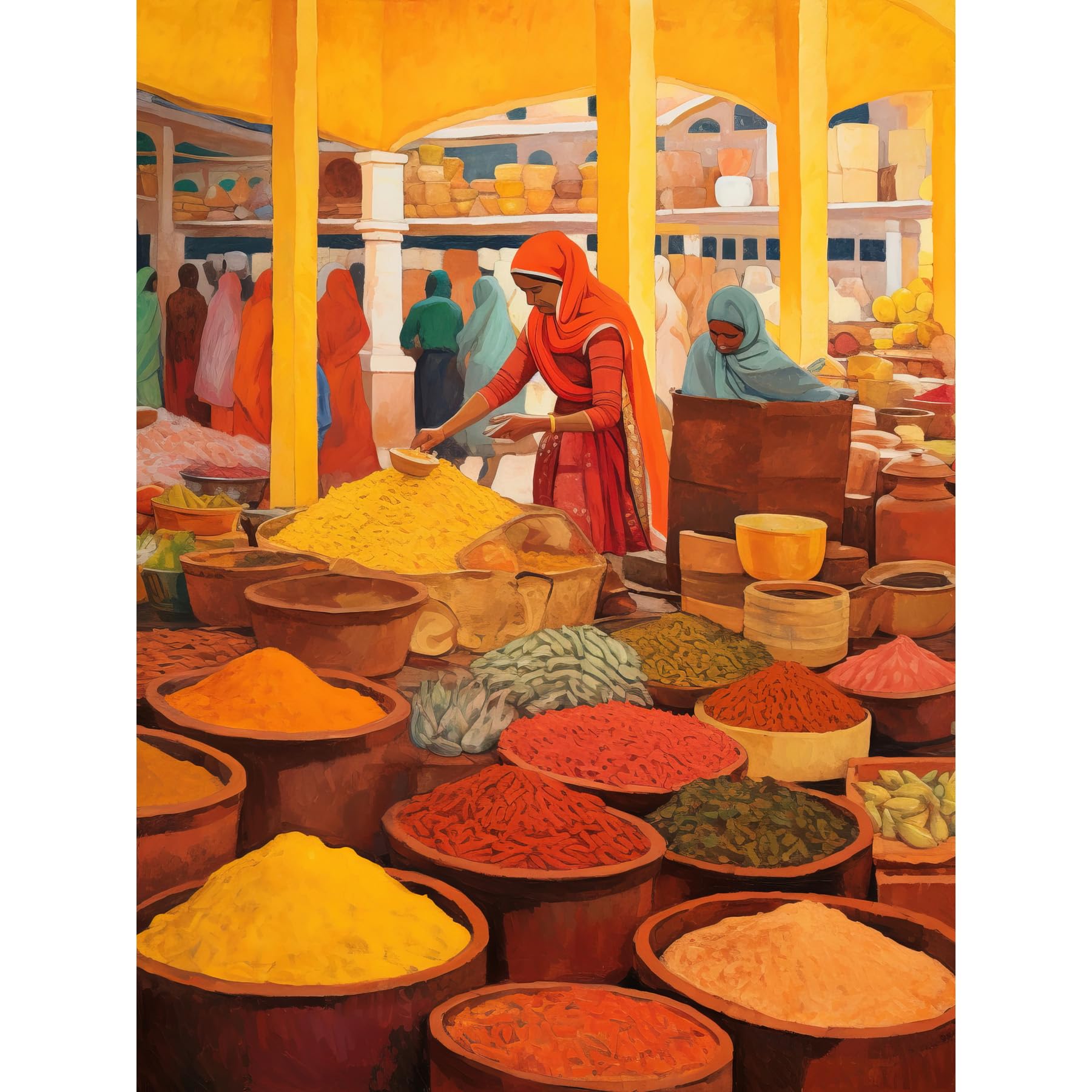 Artery8 The Spice Market Asian Herbs and Spices Colourful Kitchen Artwork Large Wall Art Poster Print Thick Paper 18X24 Inch