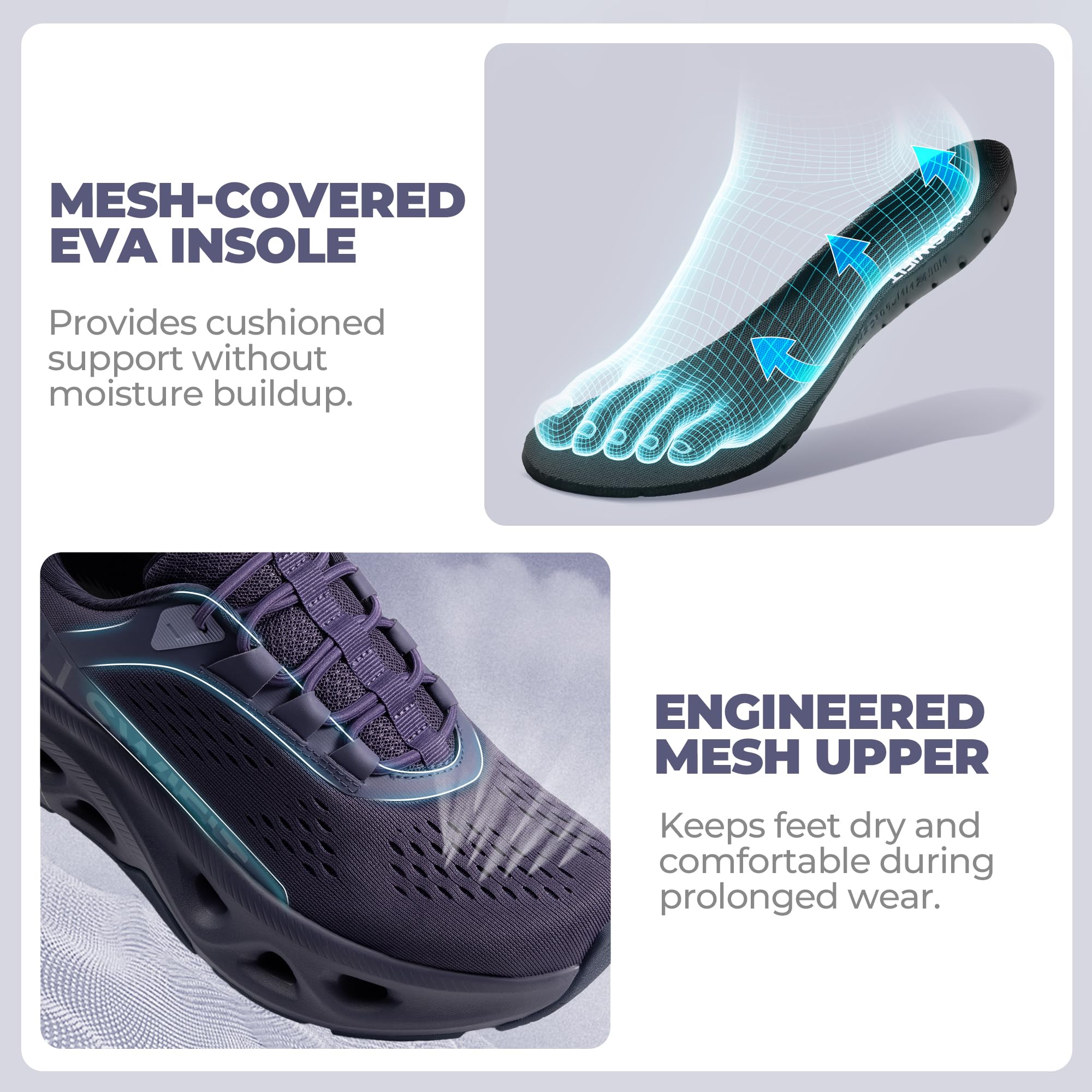 ALLSWIFIT Zapatillas de senderismo para mujer, sin cordones, con manos libres, antideslizantes, cómodas, para entrenamiento, gimnasio, atletismo, casual, transpirables, para correr, tenis MoveSlide