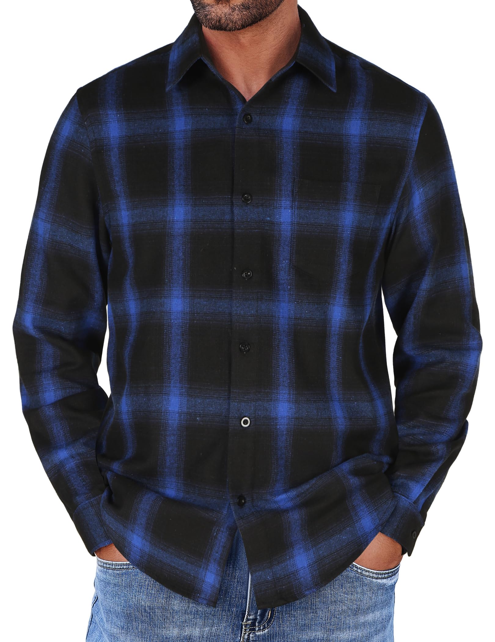 COOFANDY Herren Kariertes Hemd Langarm Trachtenhemd Casual Workhemden Regular Fit Shirt mit Taschen für Männer