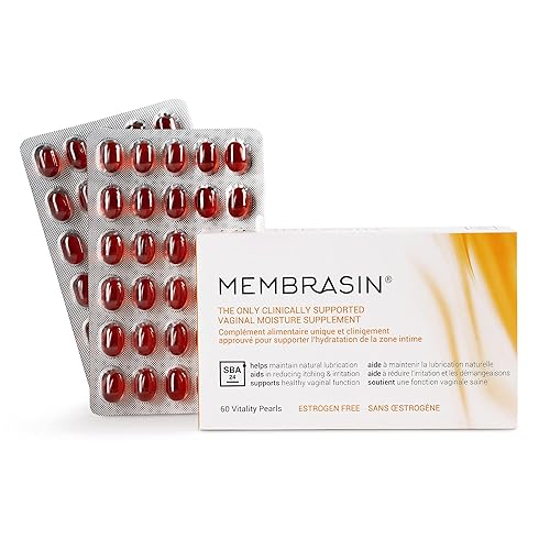 Membrasin Vitality Pearls Feminine Moisturizer Supplement for Dryness Estrogen-Free Daily Supplement to Help Maintain Natural Lubrication 60 Pills