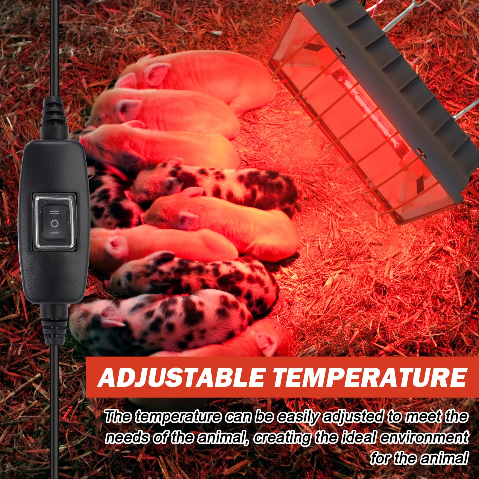 Lampada a luce rossa da 175 W, riscaldamento per pollai, lampada riscaldante per pollai, pollaio, lampada termica per animali, lampada termostatica automatica, lampada a infrarossi, per pulcini
