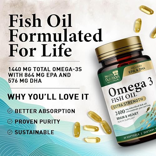 Miniatura 10 de Aceite de pescado Omega 3 Triple Strength 1200 mg, suplementos de omega-3, salud natural del corazón y apoyo inmunológico - Ácidos grasos con EPA
