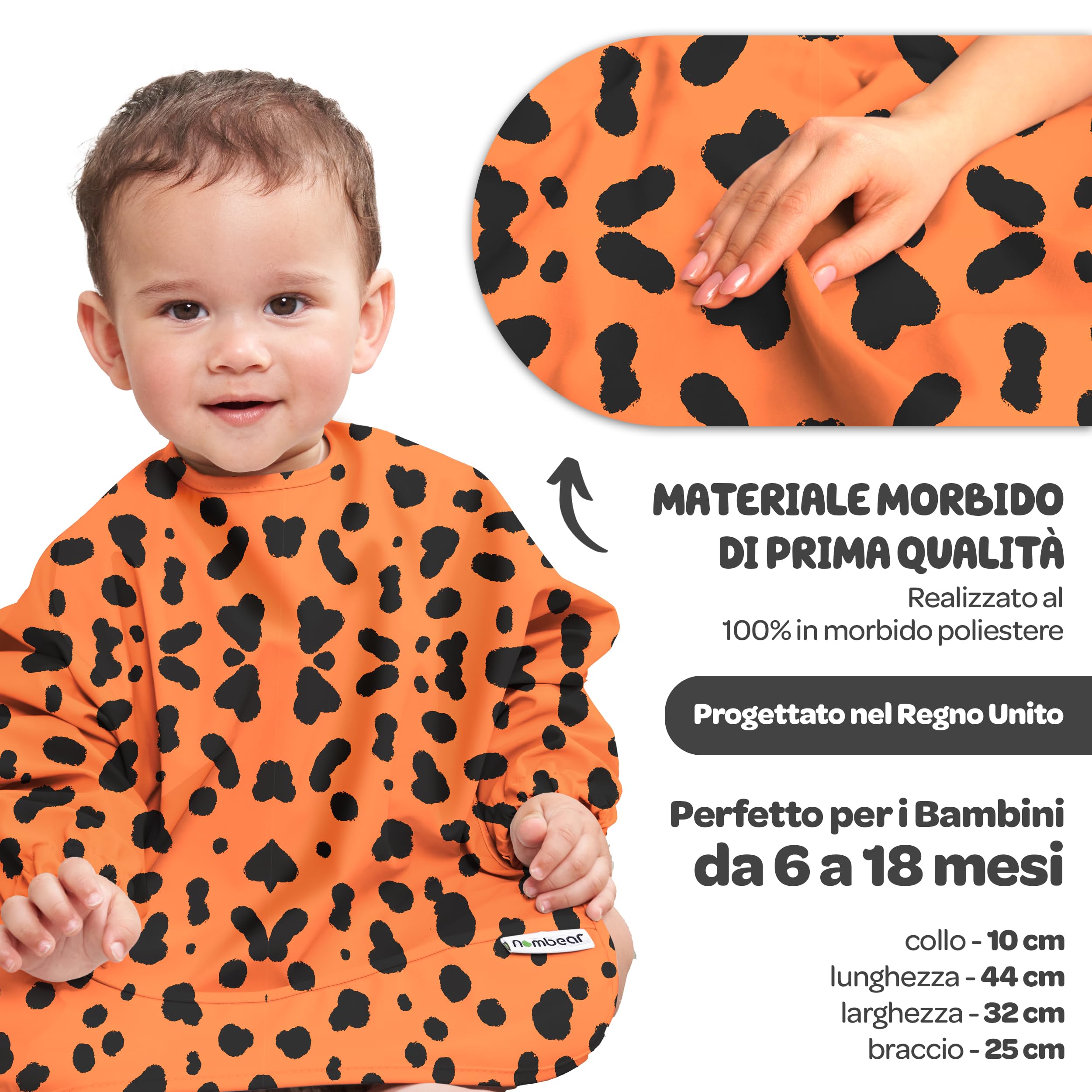 Nombear ® Bavaglini Impermeabili con Maniche 6 Mesi o Più - Bavaglini Pappa Svezzamento, Bavaglino con Maniche Lunghe, Bavaglini Impermeabili con Tasca, Bavaglio con Maniche per Bimbo