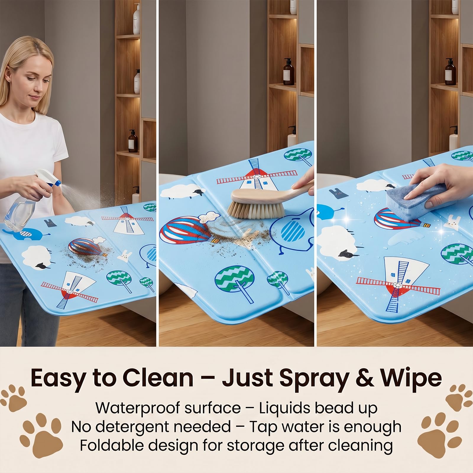 Alfombra Refrescante para Perro Gato,Mascotas Alfombrilla Autoenfriante,Camas refrescante para Mascotas,Prueba de Arañazos/Impermeable/Antideslizante,para en Verano,40x50cm, M, Azul