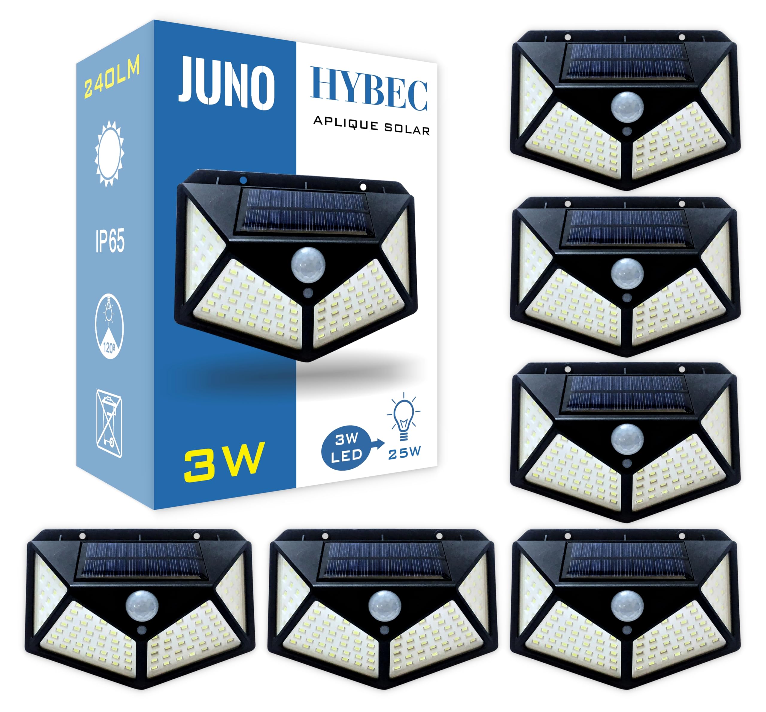 Focos LED Solares Exterior con Sensor de Movimiento, Luz Solar Potente para Jardín, Terraza o Fachada (Pack 6)