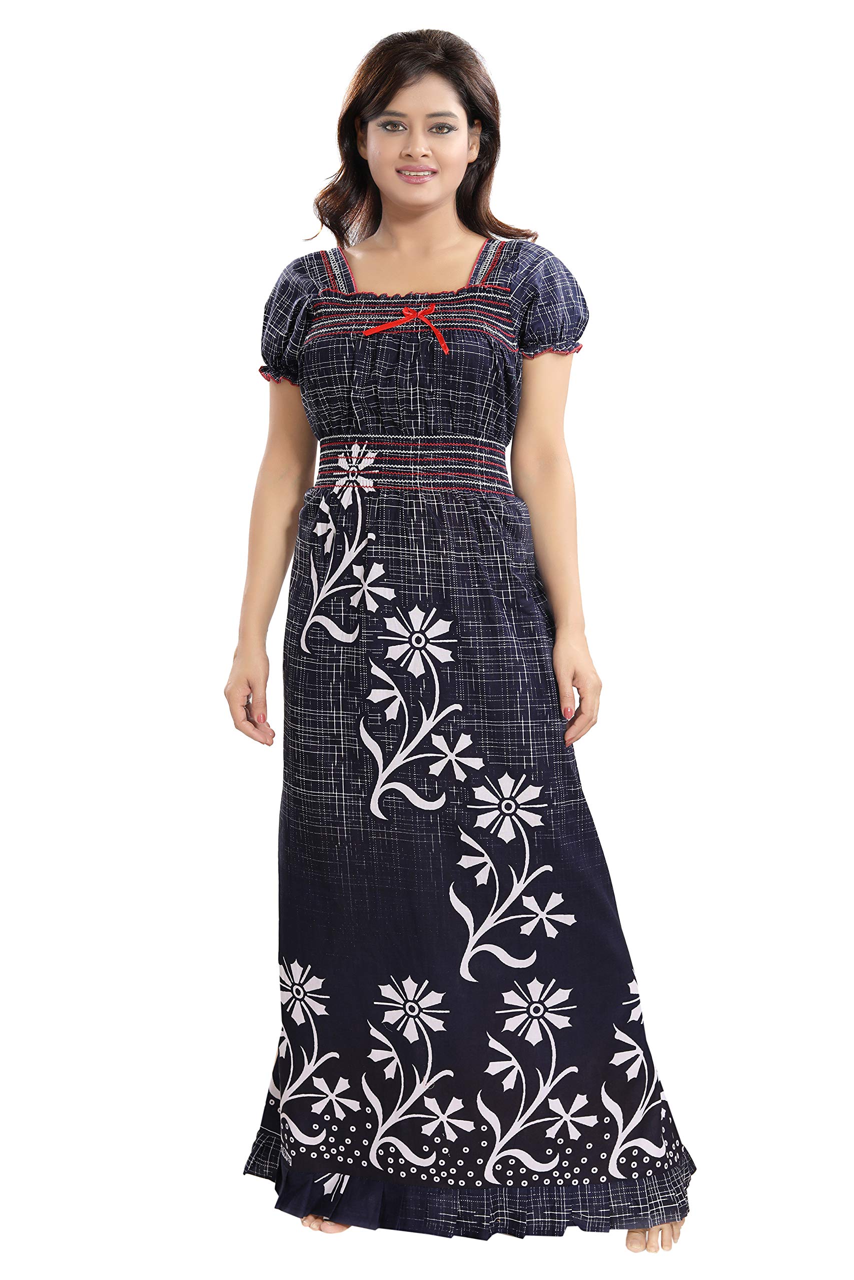 CINCO Women's Cotton Printed Maxi Nighty (MultiColor_Free Size_CCN359)