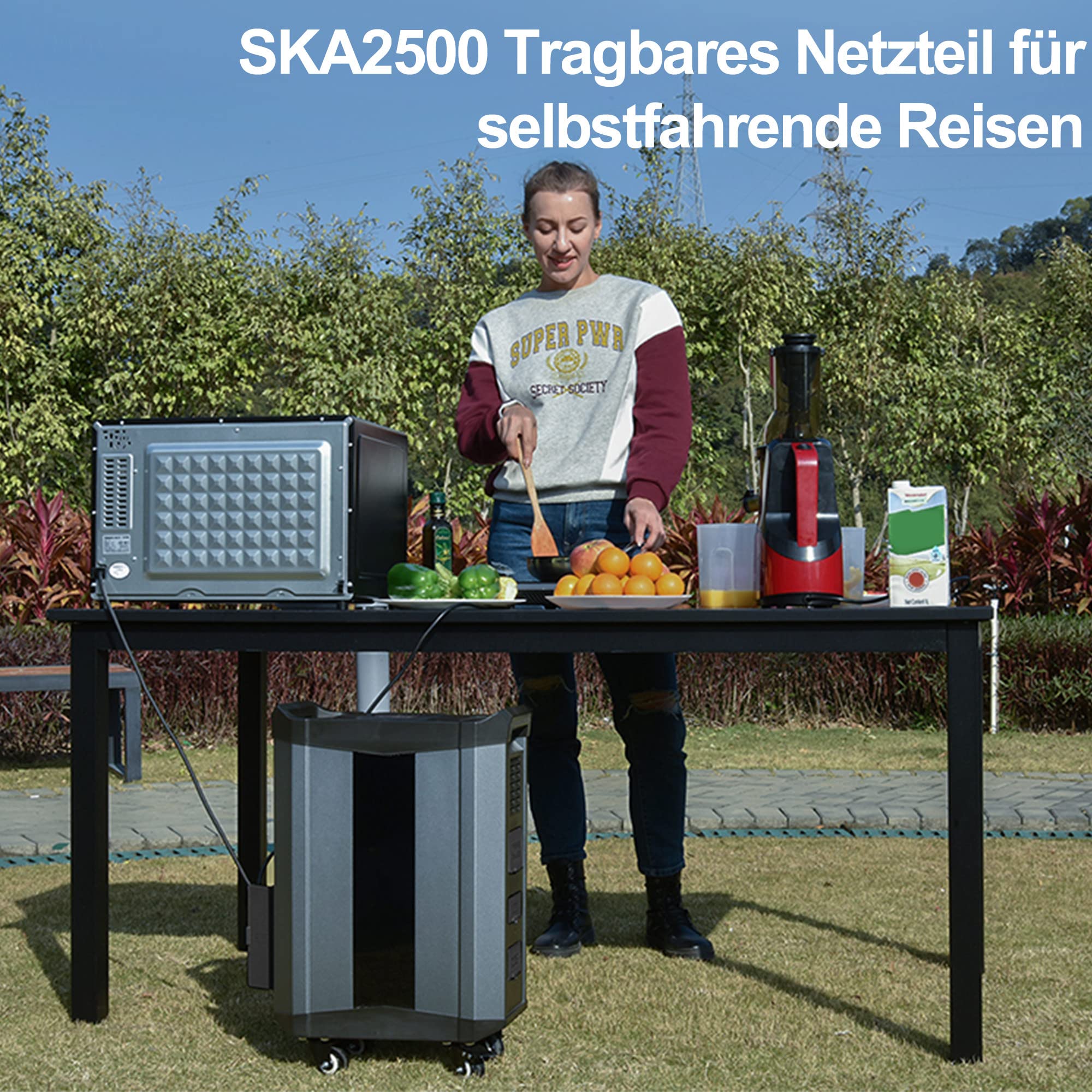 BONAD Estación de energía portátil 2515Wh,batería LiFeP04 de 2000W(4000W Pico),Salida de 3×AC220V,Estilo Maleta Trolley,generador Solar para Aire Libre/caravanas/doméstico