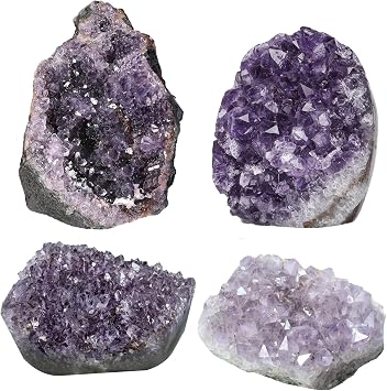 Natural Amethyst Crystal Geode Rocks Stone Geodes Mineral Specimen | Amethyst Crystal Rock Geodes for Meditation, Rough Stone Geode Quartz Home Decor for Wealth & Good Luck, 0.66-0.88 lb