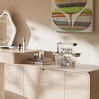 Vista 5 de Nazhura Contenedor de almacenamiento de plástico, cajas de almacenamiento apilables y encajables con tapas blancas y hebillas de cierre seguras