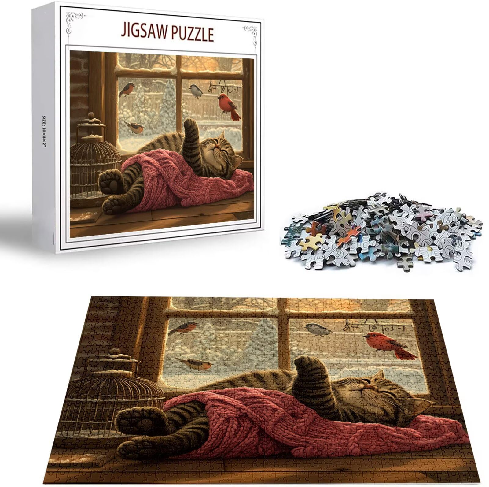Puzzle Gatto Puzzle 4000 Pezzi Jigsaw Adulti DIY Classici Gioco, Puzzles a Forma di Uccello, Giochi Rilassamento e Intelligence per Ragazzi 14 Anni 141x87cm/4000 pcs con Scatola Regalo in Legno H-2914