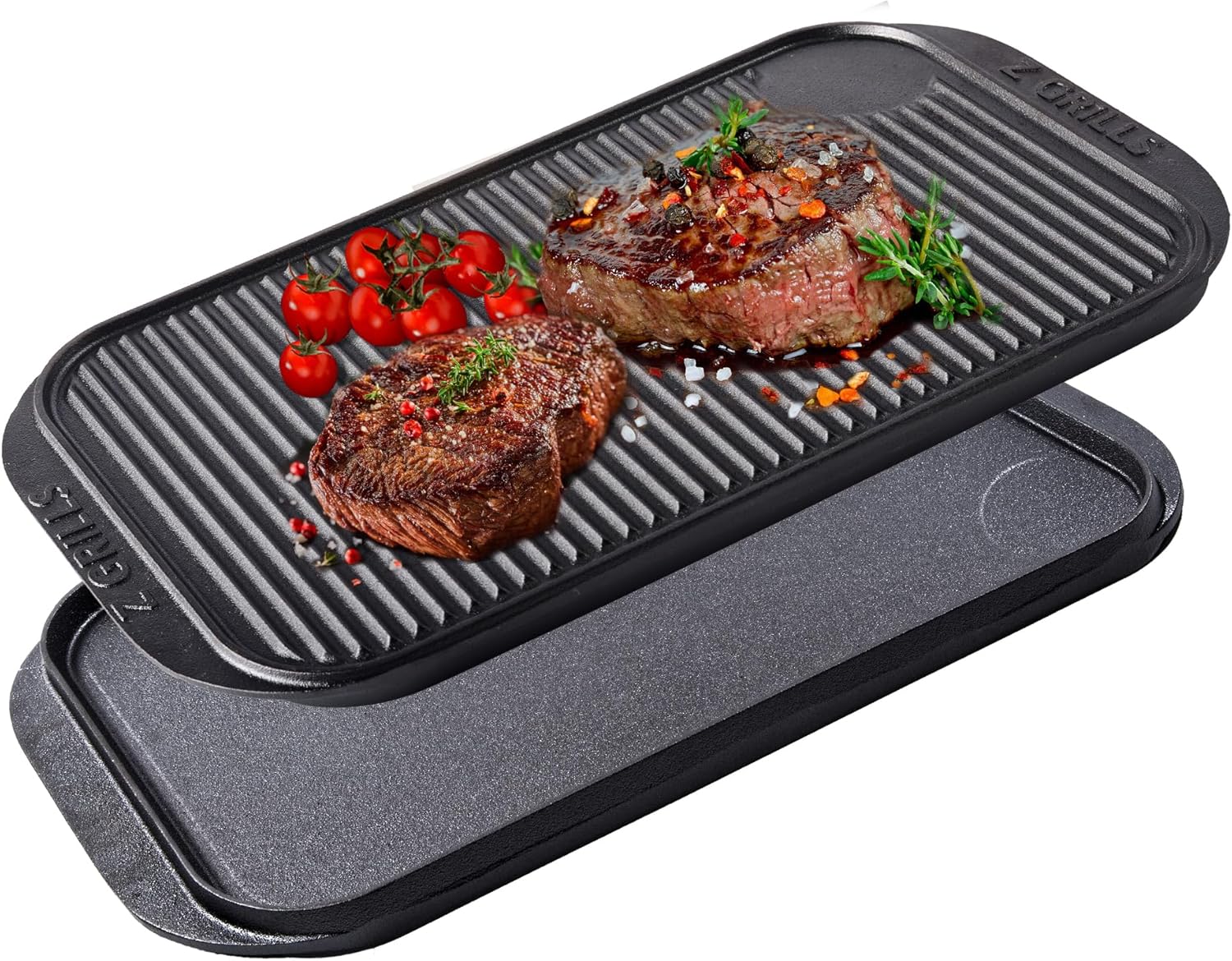 Z GRILLS Cast Iron Griddle 2in1 Reversible Grill Pan, Ideal for Gas