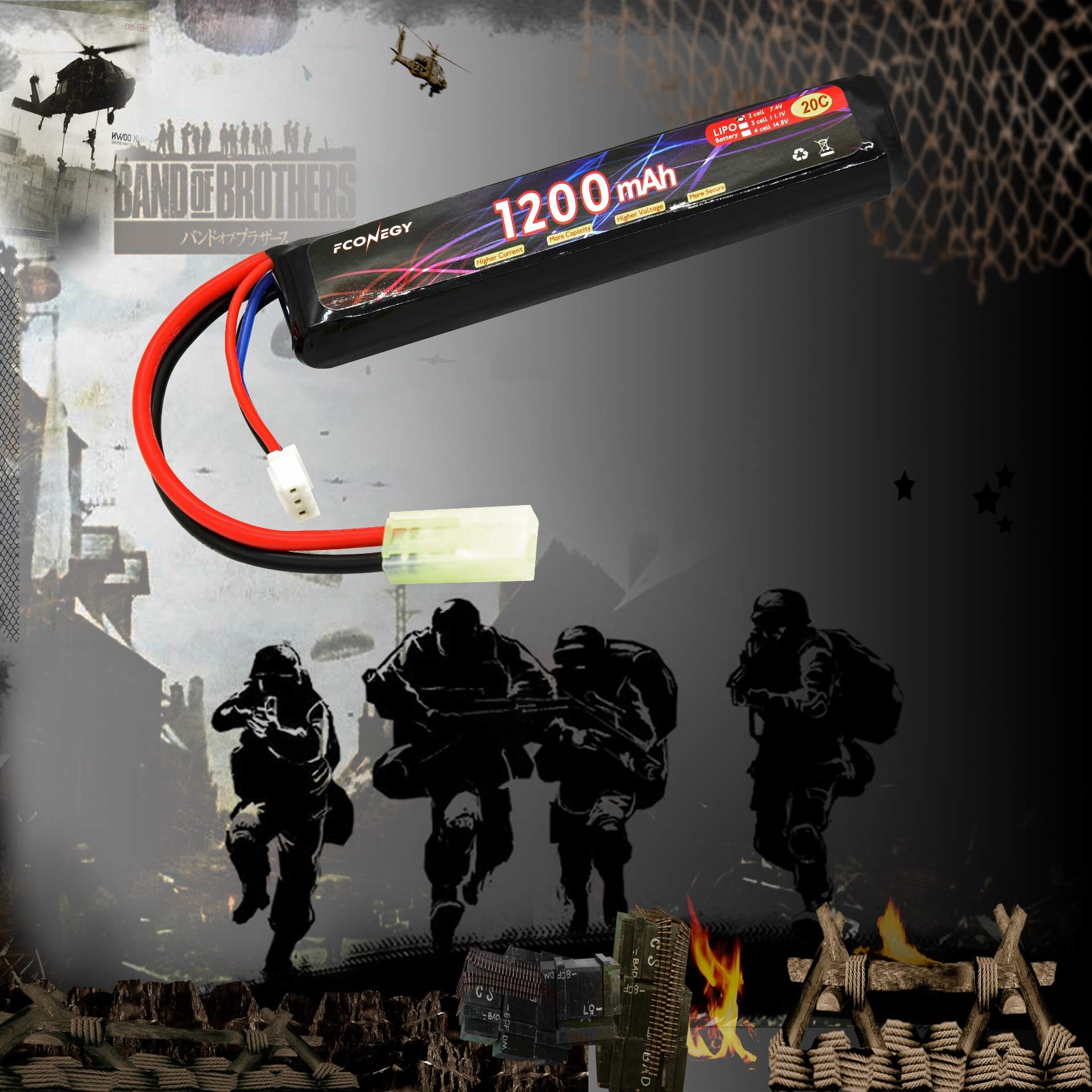 Buy FCONEGY Airsoft Lipo Battery 2S 7.4V 1200mAh 20C Rechargeable Stick