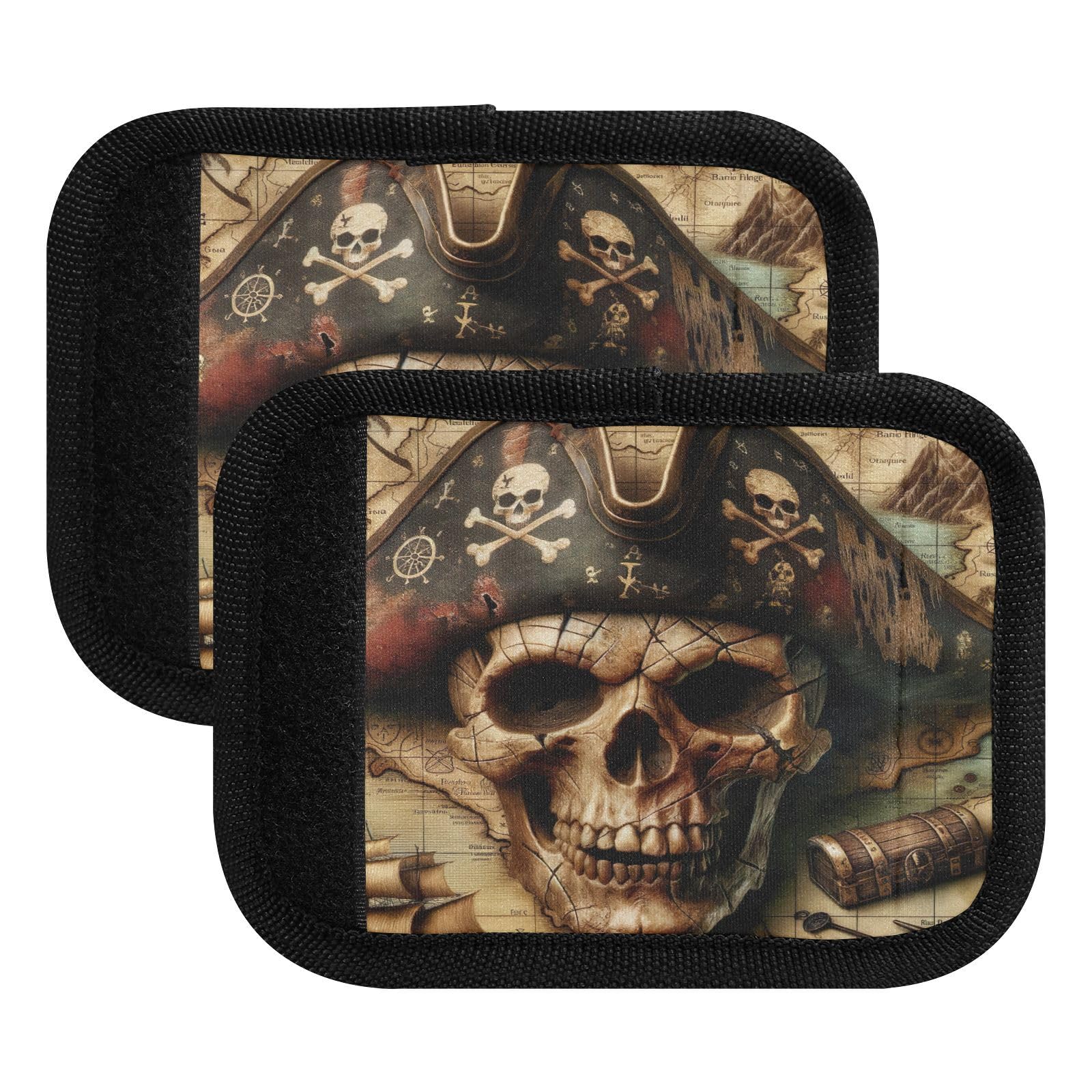Amazon.com | Pirate Skull Treasure Map Luggage Tags for Suitcases
