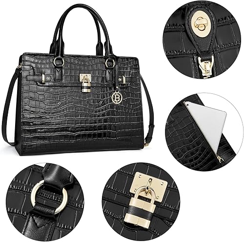 Miniatura 5 de BOSTANTEN Maletín para portátil de 15.6 pulgadas para mujer, paquete de carteras de cuero para mujer, Bolso