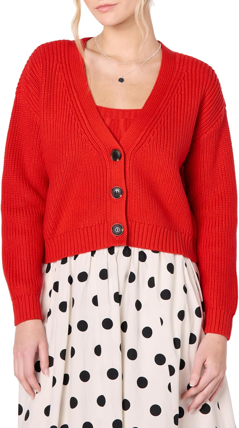 The Drop Womens Sari Cropped Button-Front Cardigan