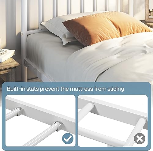 Miniatura 9 de Yaheetech Base de cama de tamaño individual XL, base de colchón con plataforma de metal con cabecero y estribo, no necesita somier, almacenamiento