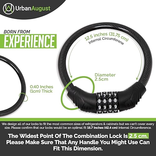 Miniatura 9 de Urban August Cerradura de nevera original cerradura de combinación de cables multifuncional, para refrigeradores y gabinetes de puerta francesa