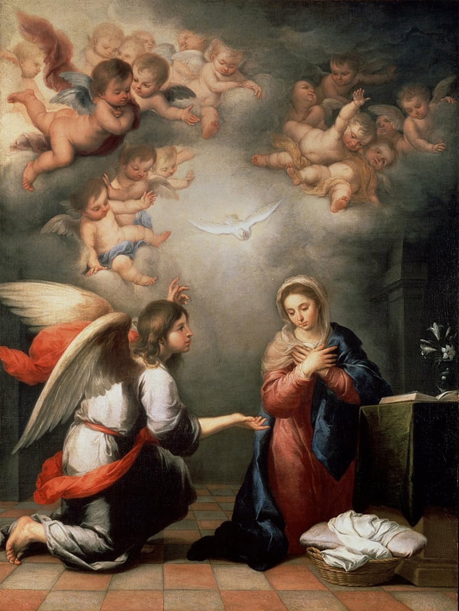 POSTERIIk Famous Animal Posters Vintage Picture the Annunciation by Bartolomé Esteban Murillo Modern Wall Decor for Home Decor 60x90cm