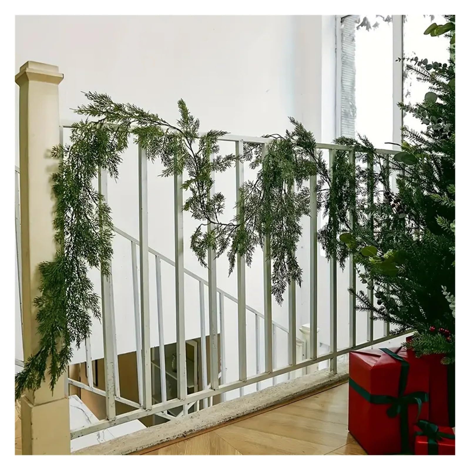 Guirnalda Artificial de Cedro y Pino de 180 o 270 cm, Ideal for Uso Interior y Exterior.(180cm)