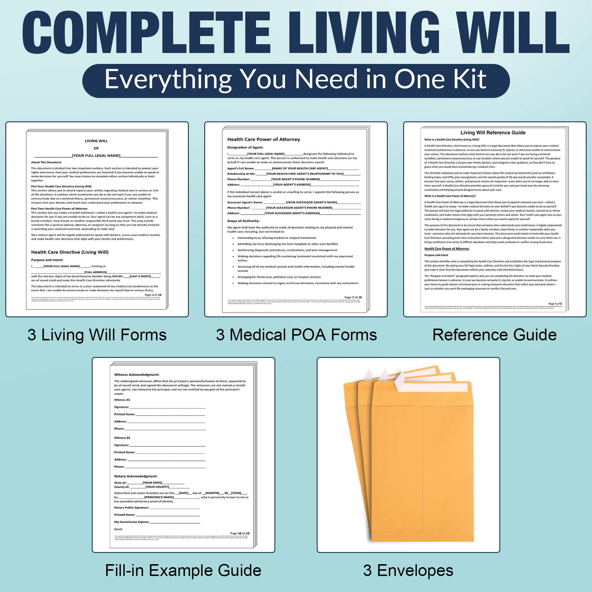 Living Will & Medical Power of Attorney Kit - Plan Your Future -3