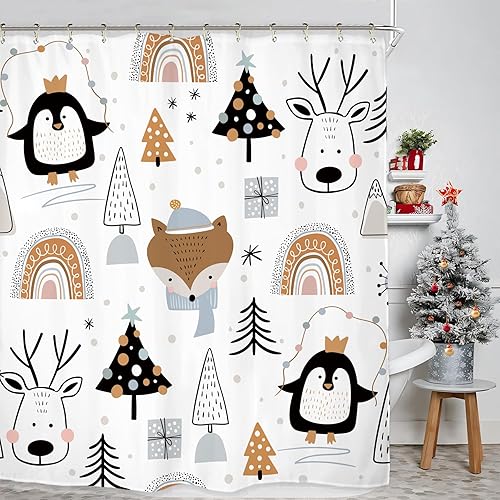 Miniatura 1 de Miyotaa Juego de cortina de ducha patriótica conmemorativa de dinosaurio de 60 pulgadas de ancho x 71 pulgadas de alto, independencia americana del