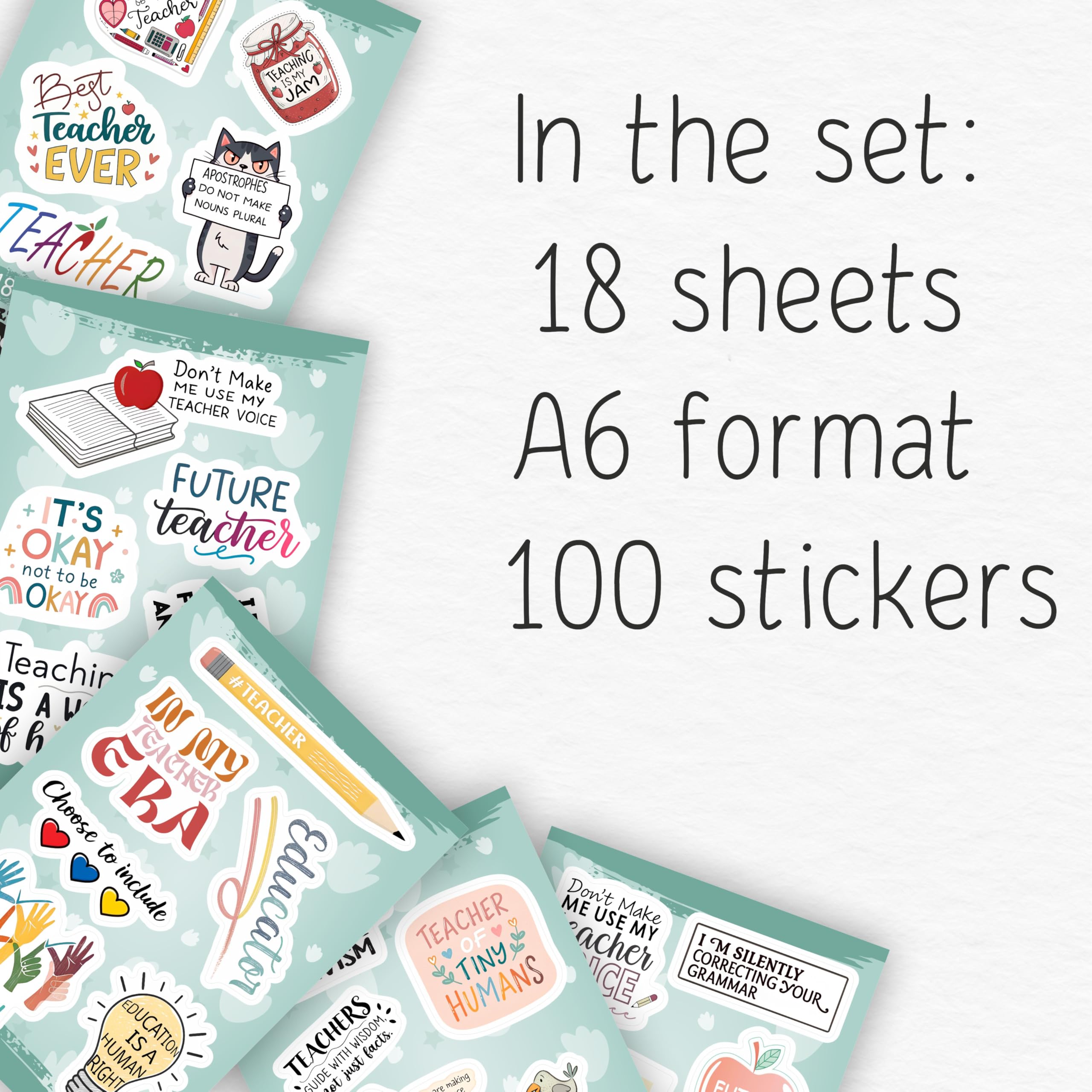 100Pcs Funny Teacher Stickers for Laptop, Water Bottles and Planner - Funny Teacher Gifts Appreciation - Gift for Women & Men