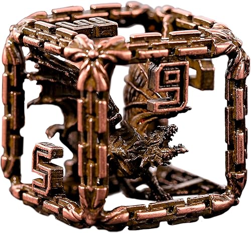 Miniatura 1 de Juego de dados de metal DND  Juego de dados de metal con núcleo de dragón encarcelado D&D para juegos de rol (RPG)  Hermosos dados de metal