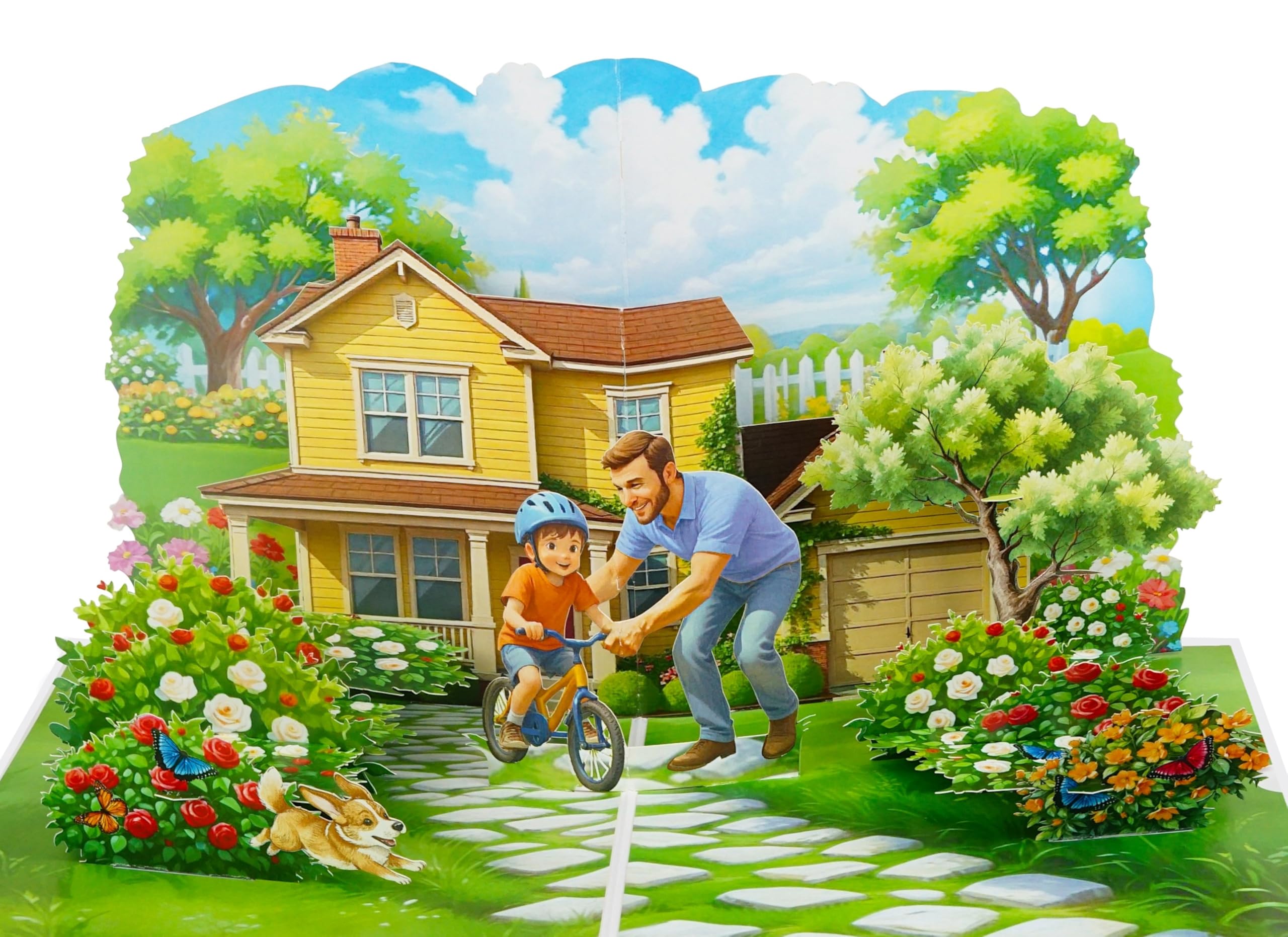 Pop Up Fathers Day Card | 3D Birthdays Greeting for Dad Men Grandpa Husband Fiance Cycling (Size 15x20 cm - First Bike Ride)