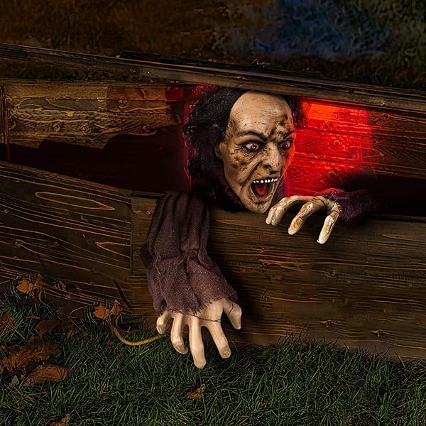 Amazon.co.jp_ FUN LITTLE TOYS 鮮やかな目が這うゾンビ アウトドア ハロウィン デコレーション 怖い庭の装飾 _ DIY・工具・ガーデン