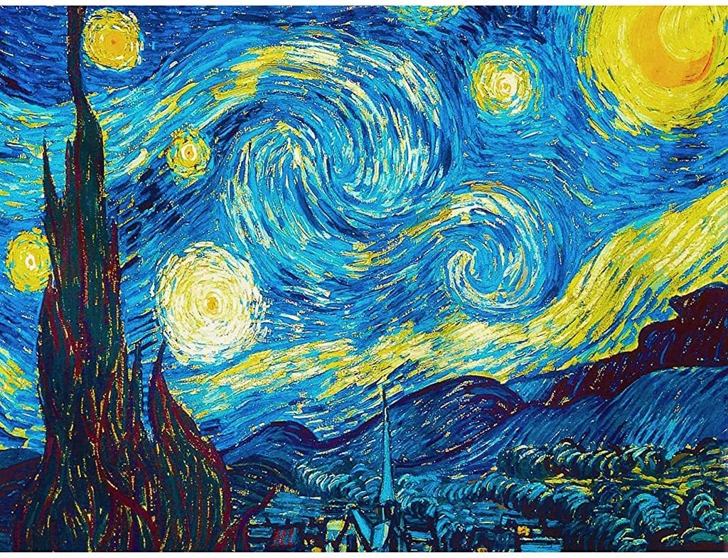 HASTHIP Diamond Painting Kit, 5D Diamond Painting Kit, The Starry Night By Master Van Gogh, Rhinestone Extremely Shiny Diamond Painting Art, Abstract Style Room Decoration (30Cm X 40Cm)