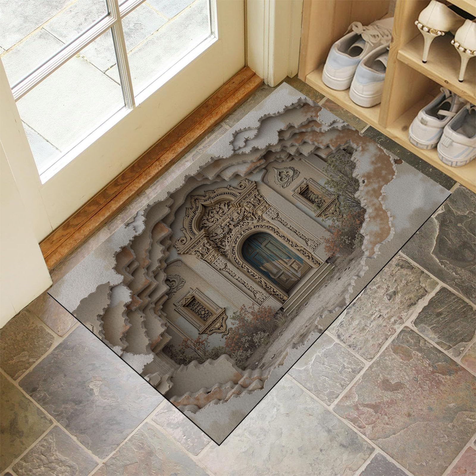 Tapis de porte intérieur extérieur pour entrée de maison chic