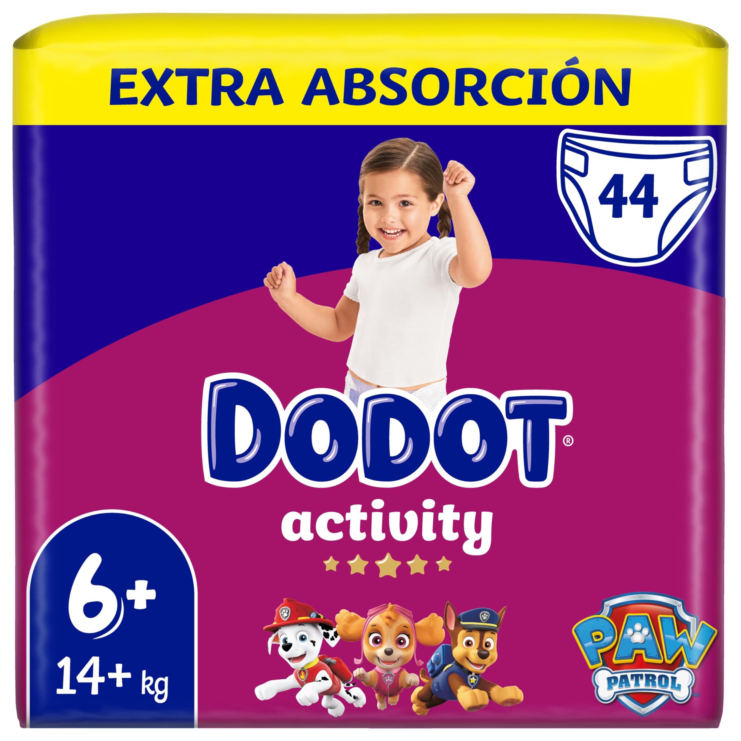 Dodot Activity Pañales Talla 6+, 44 Pañales, 14kg+, La Máxima Absorción Y Comodidad De Dodot