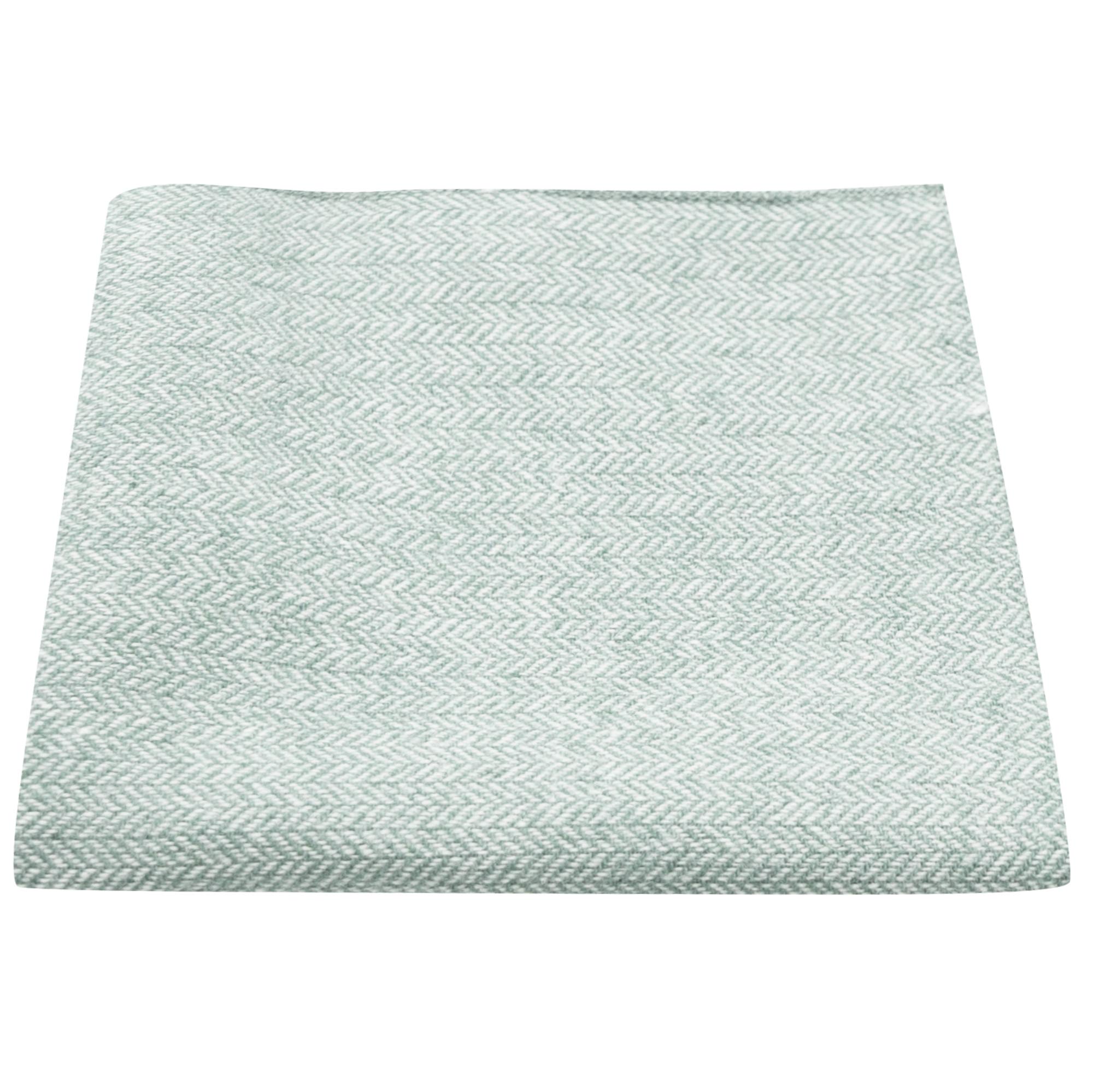 King & Priory Mint Green Herringbone Pocket Square, Handkerchief